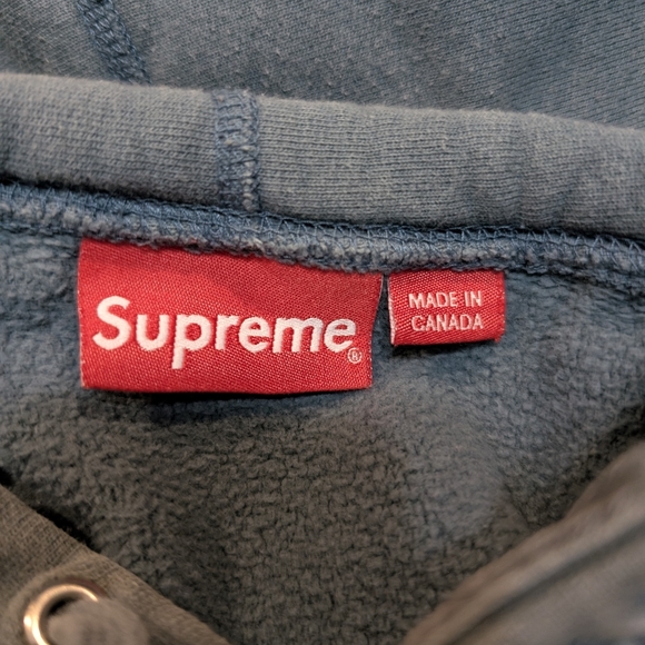 Supreme Authentic Hoodie Men's L Gray/Blue Pull Over - Picture 7 of 11